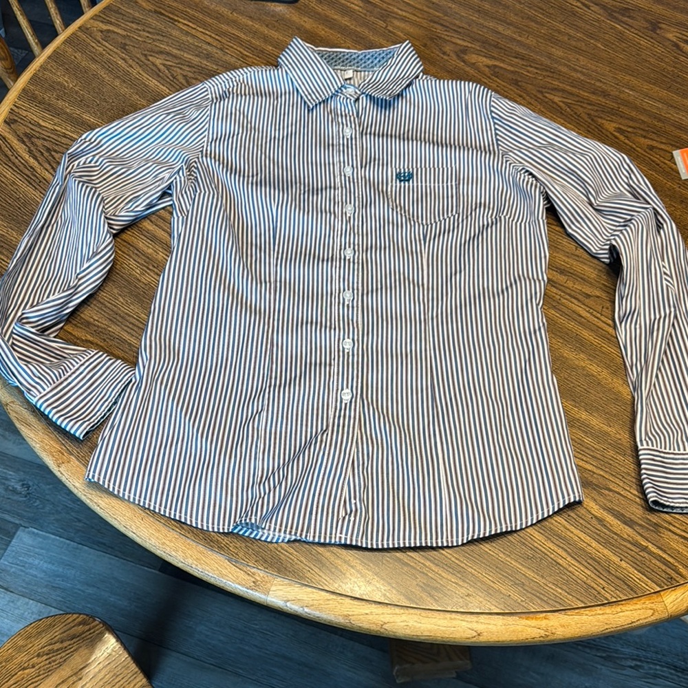 Cinch Blue and White Casual Button Down Shirt